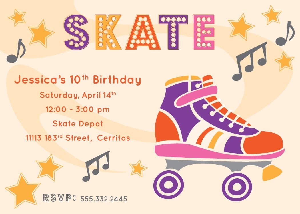 Roller Skating Party Invitations â Fleeciness Info